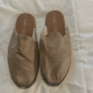 Toms Metallic Beige Slip-On Mule